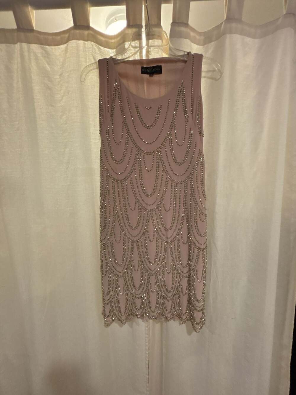 Betsy & Adam Sleeveless Beaded Art Deco Style Cocktail Dress Pink Size 6